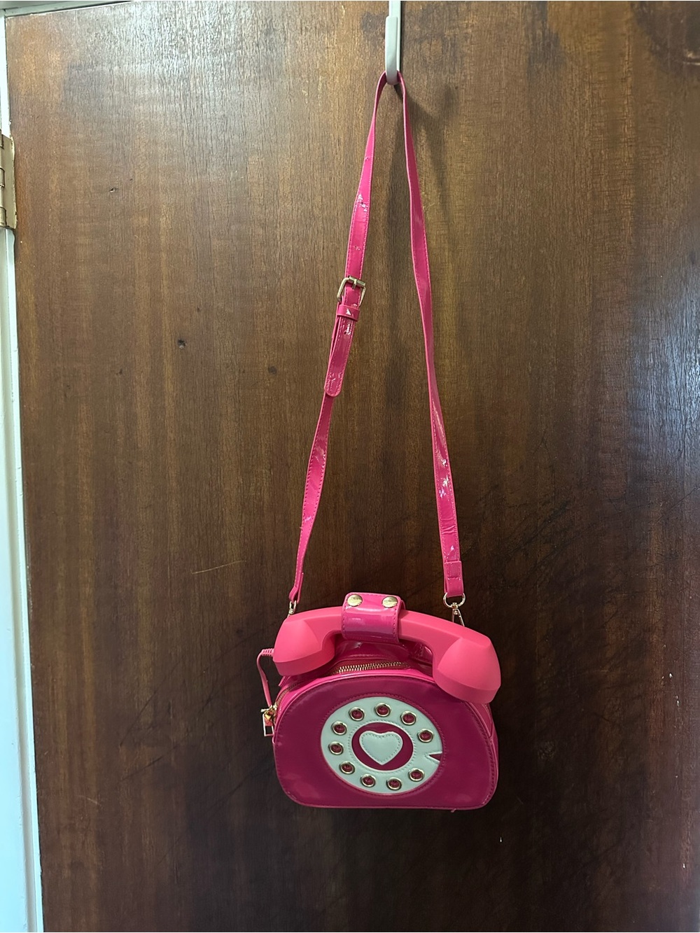 Pink Retro Telephone Crossbody Bag